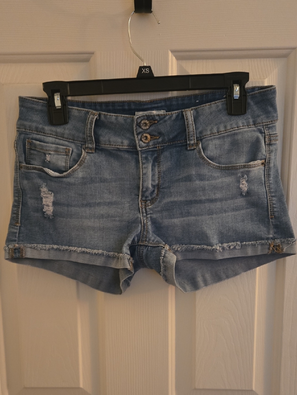 Mudd Light Blue Frayed Hem Denim Cutoff Shorts